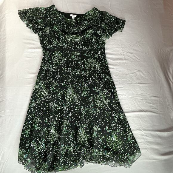 Long Fairy Dress 18W Black with Polka Dots Flutter Sleeves Ethereal Whimsigoth - Picture 1 of 11